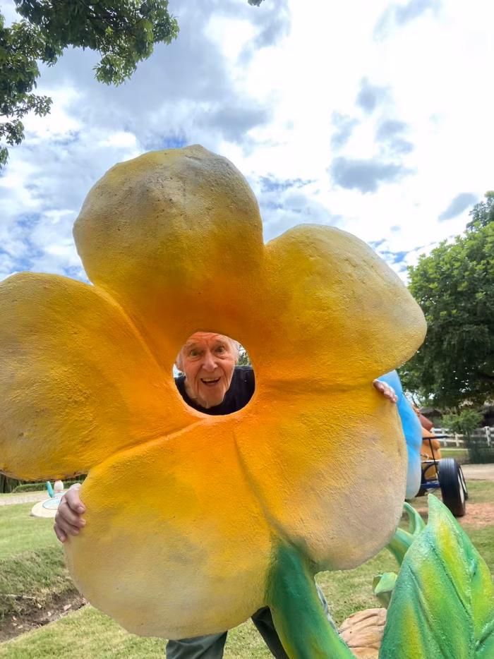 A large flower in close-up in the resort gardens.