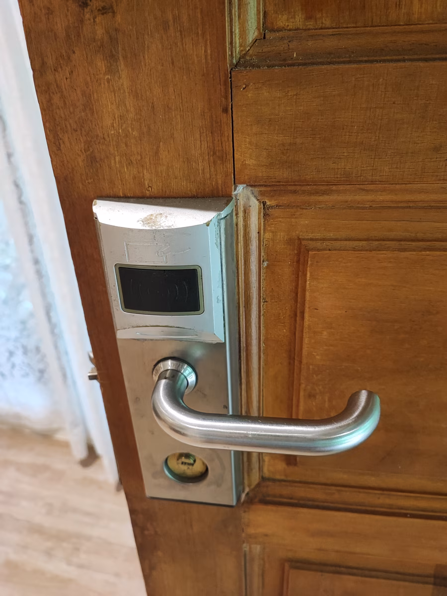 Room C, door lock detail.