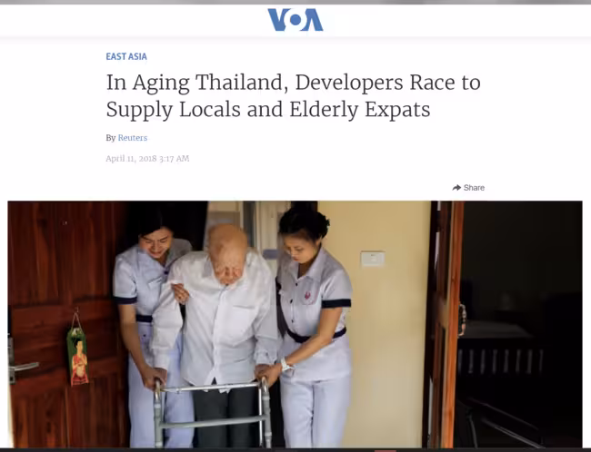 VOA News: In Aging Thailand, Developers Race to Supply Locals and Elderly Expats.